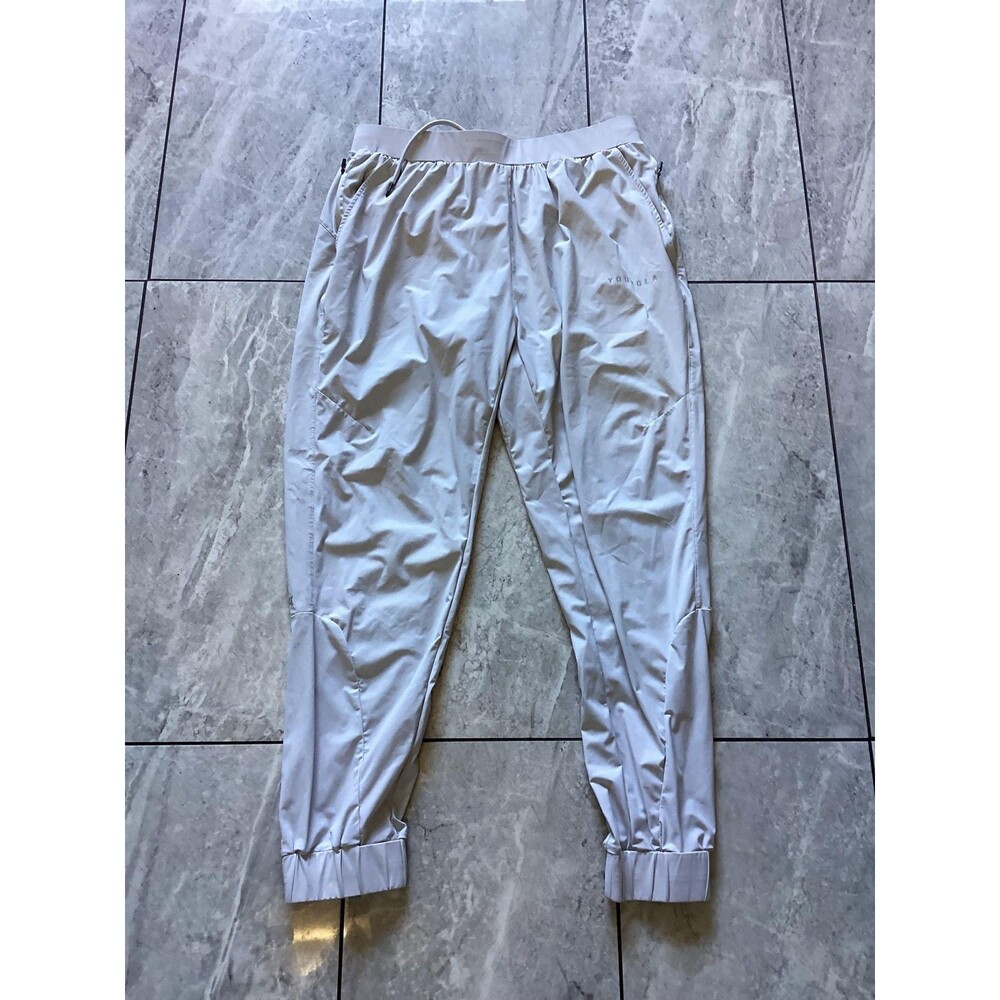 YoungLA Pants Womens XL Light Gray YLA251 Gym Joggers Zip Pockets Elastic Cuffs